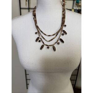 Sterling Silver Multi-Strand Heishi Necklace w/ Smoky Quartz Style Dangles – DR